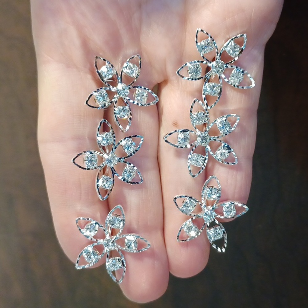 NEW! 6 Hair Pins Petal Design Clear Rhinestone wedding Headwear 5757